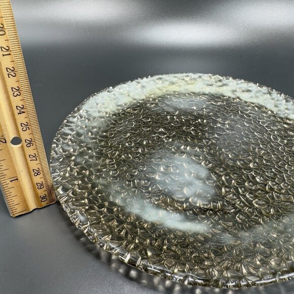 Vetropuro Clear Turkish Bubble Pebble Ice Glass Textured Plates Dishes Set 3 - Picture 5 of 11